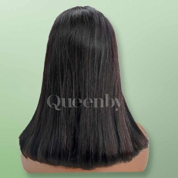 14 inch Lace Front Wig 100%  human hair #1b  180% high density - QUEENBY