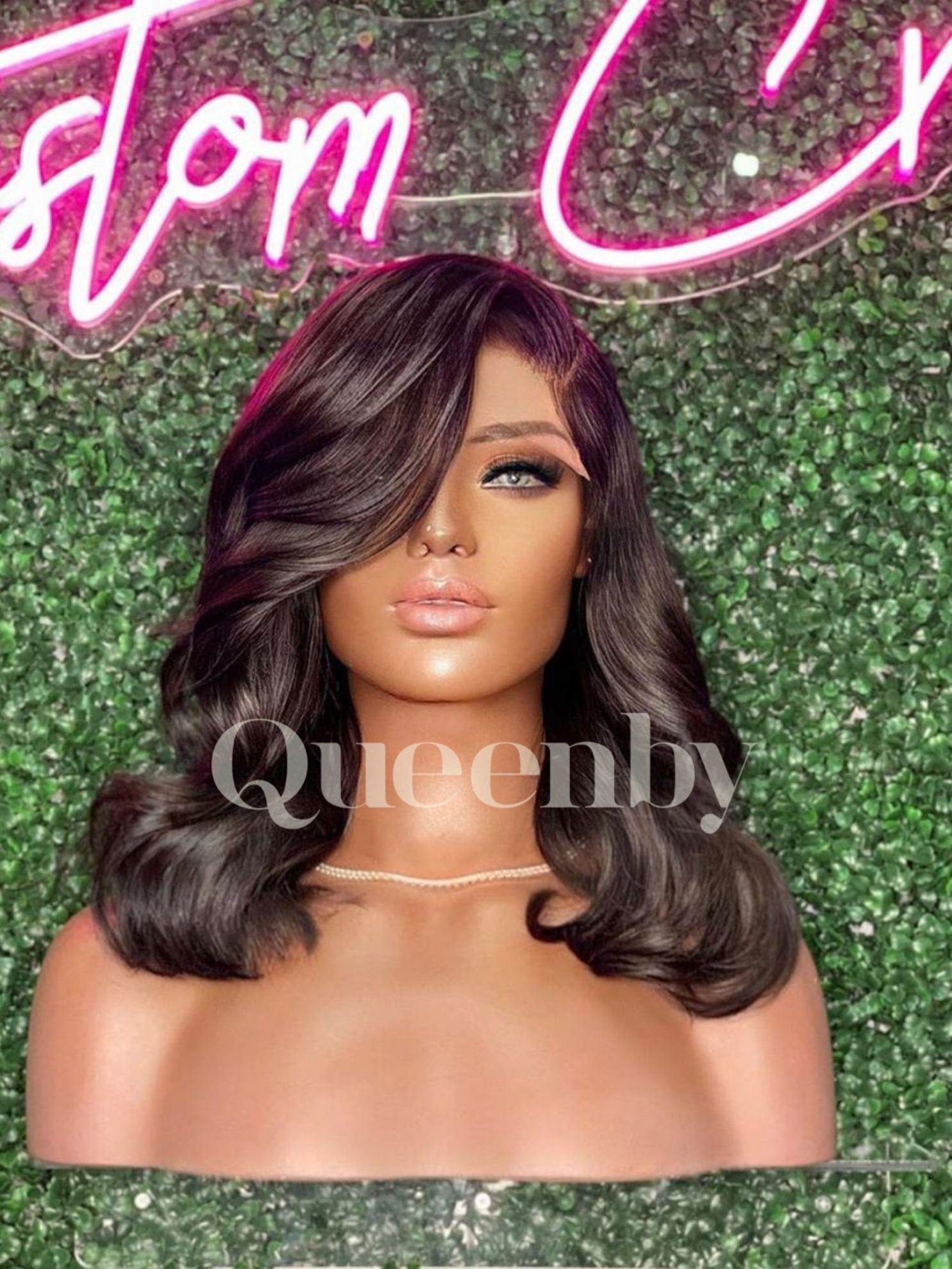 16 inch virgin human hair wig - QUEENBY