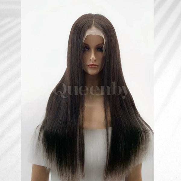 22 inch Lace Front Wig 100%  human hair #1b  Straight  180% density