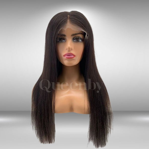 20 inch Lace Front Wig 100%  human hair #1b  Straight  180% normal density