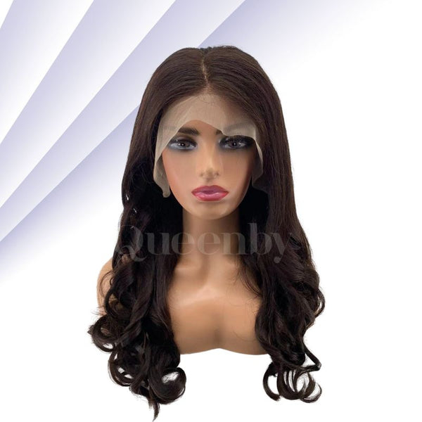 20 inch Lace Front Wig 100%  human hair #2  wavy  180% density