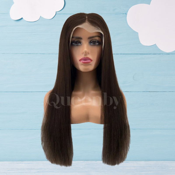 20 inch Lace Front Wig 100%  human hair #2  Straight  180% density