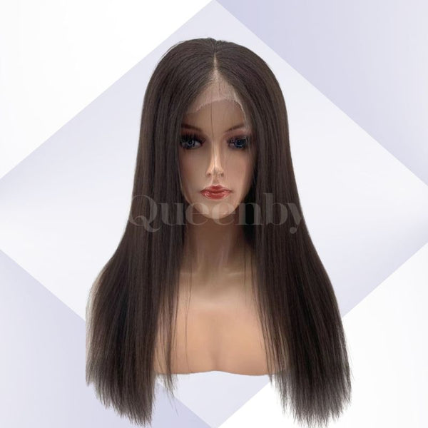 18 inch Lace Front Wig 100%  human hair #1b  straight  180% normal density