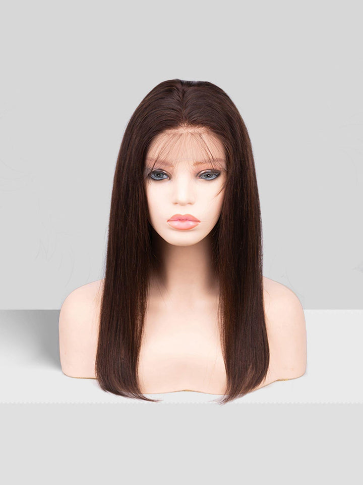 16 inch Full lace wig 100% Brazilian human hair #2 straight 130% normal density - QUEENBY