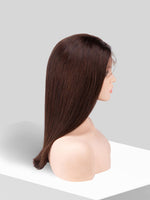 16 inch Full lace wig 100% Brazilian human hair #2 straight 130% normal density - QUEENBY