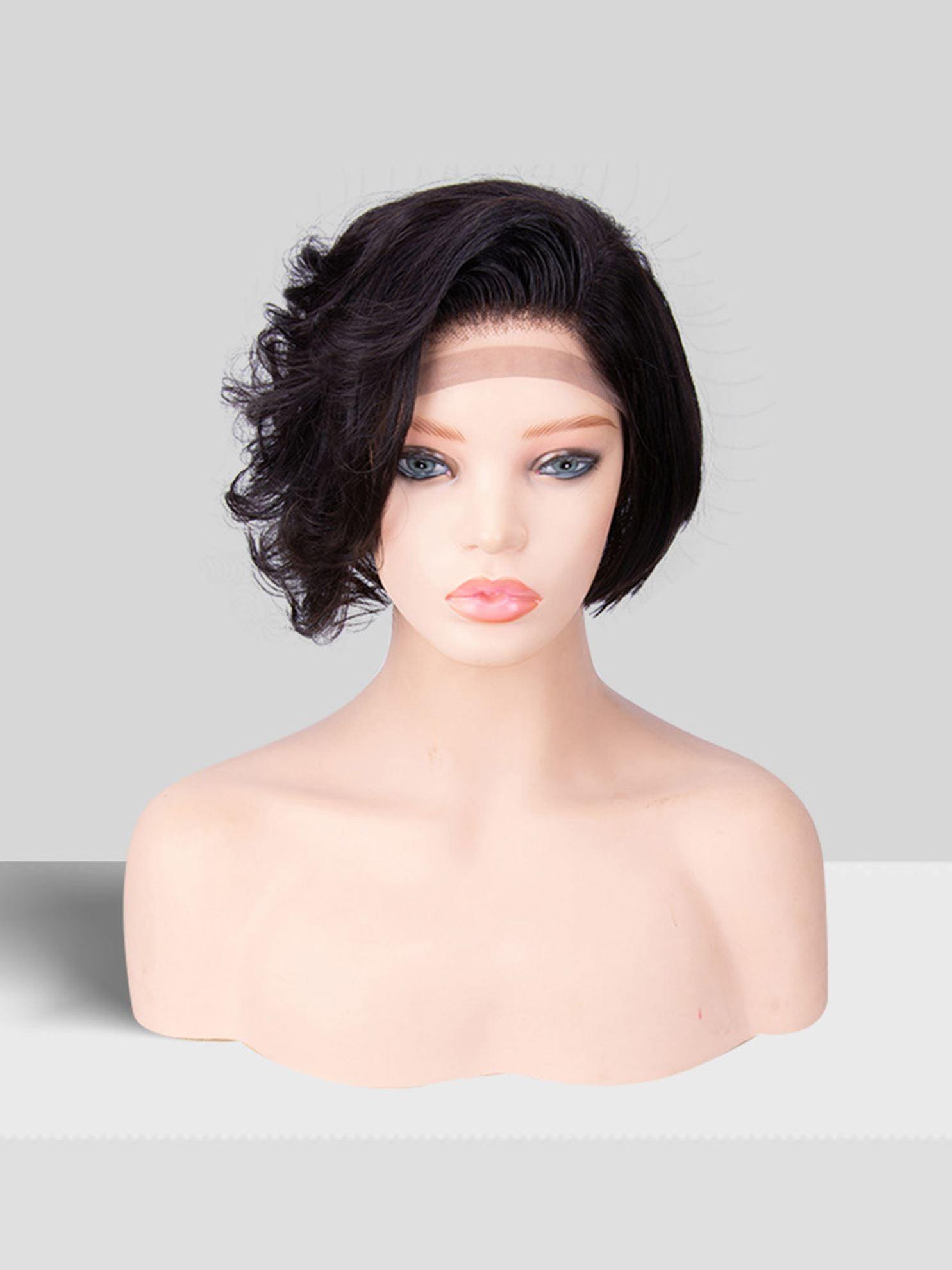 08 inch virgin human hair wig - QUEENBY