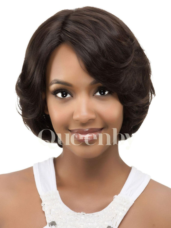 10 inch Lace Front Wig 100%  human hair #1b wavy 150% normal density
