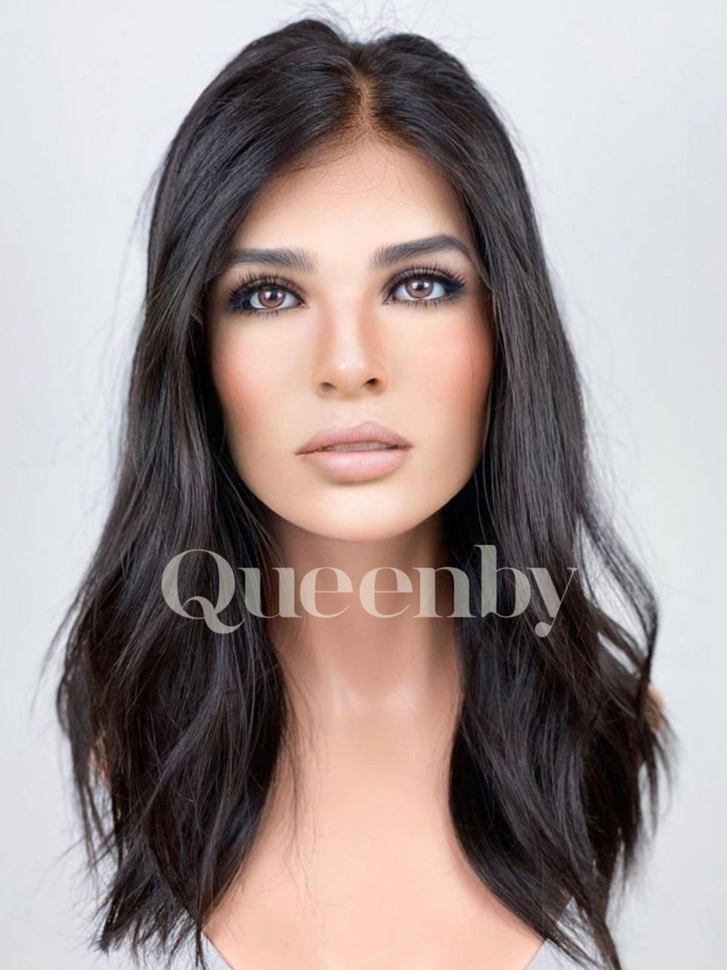 16 inch virgin human hair wig - QUEENBY