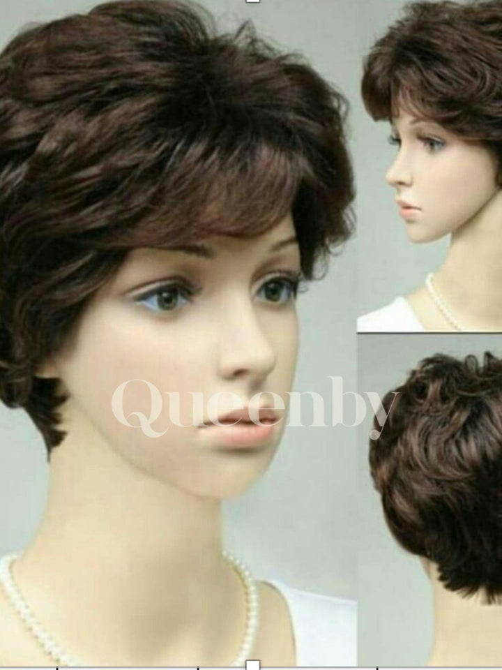 08 inch virgin human hair wig - QUEENBY