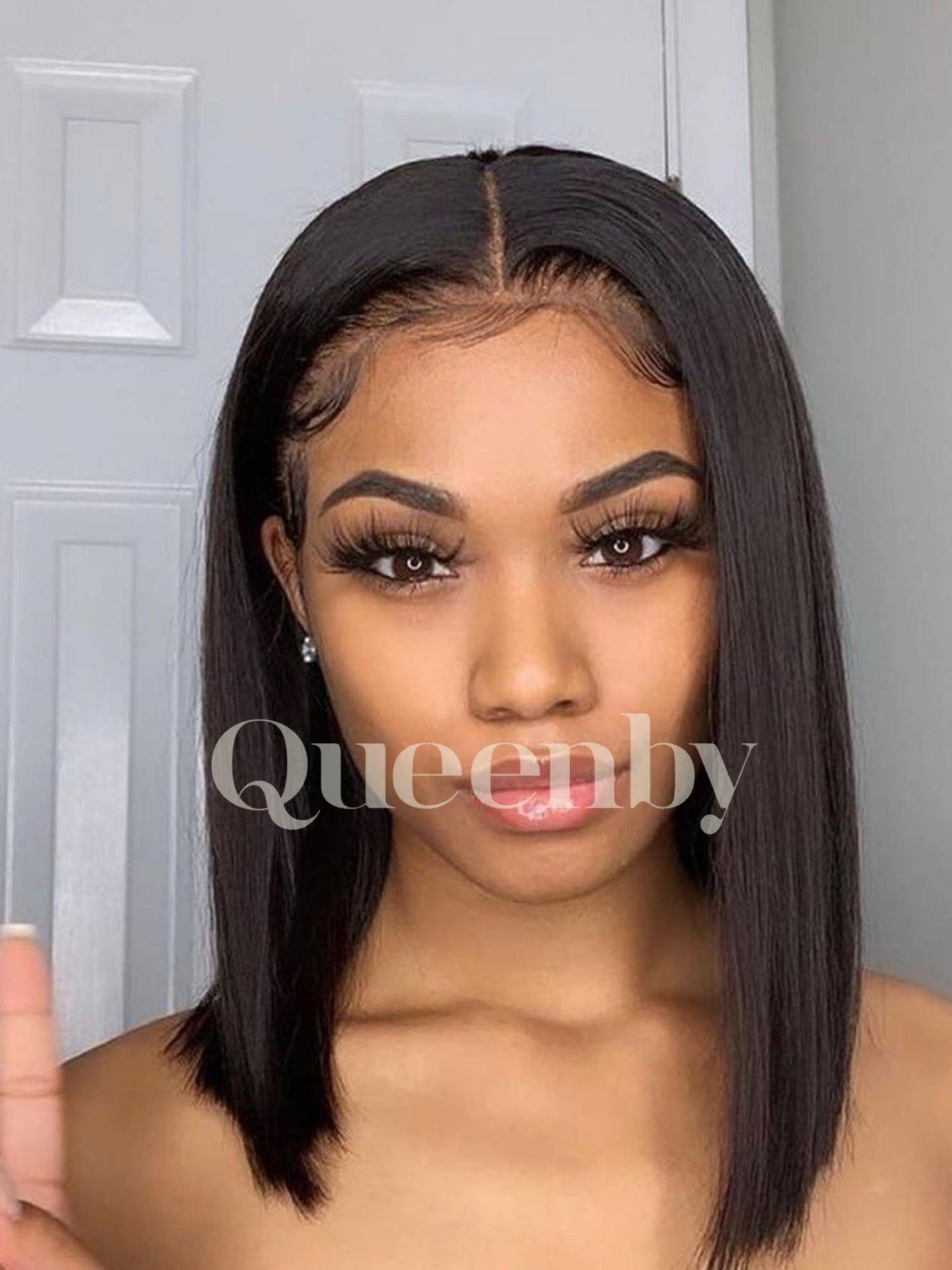 12 inch virgin human hair wig - QUEENBY