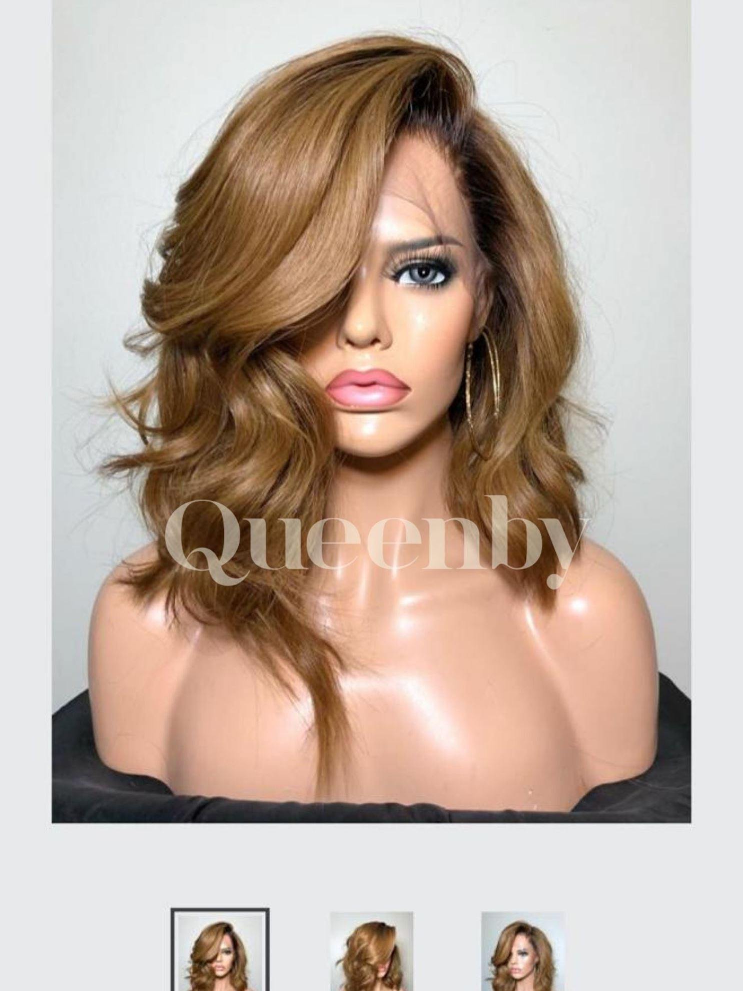 14 inch virgin human hair wig - QUEENBY