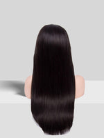 24 inch Lace Front Wig 100%  human hair #1b  straight  180% normal density - QUEENBY