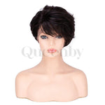 08 inch virgin human hair wig - QUEENBY