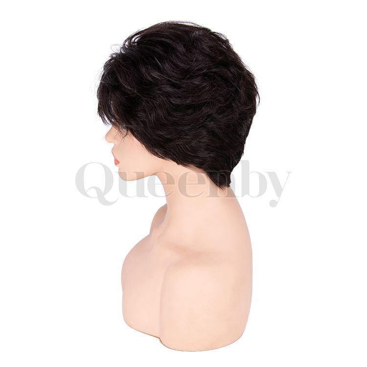 08 inch virgin human hair wig - QUEENBY