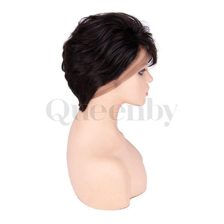 08 inch virgin human hair wig - QUEENBY