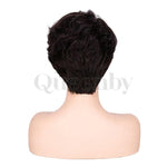 08 inch virgin human hair wig - QUEENBY