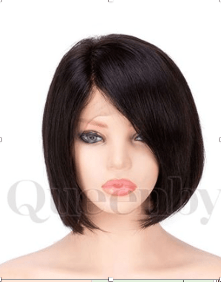 08 inch virgin human hair wig - QUEENBY
