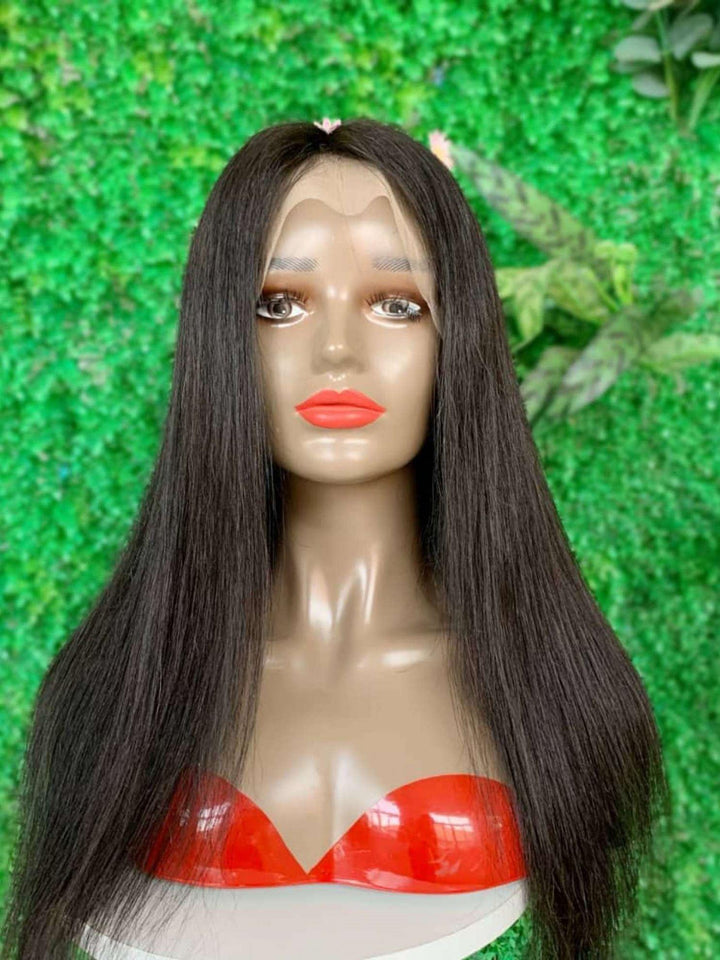 18 inch Lace Front Wig 100%  human hair #1b  straight  180% normal density - QUEENBY