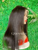 18 inch Lace Front Wig 100%  human hair #1b  straight  180% normal density - QUEENBY