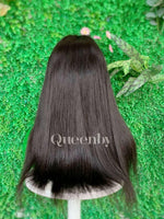 18 inch Lace Front Wig 100%  human hair #1b  straight  180% normal density - QUEENBY