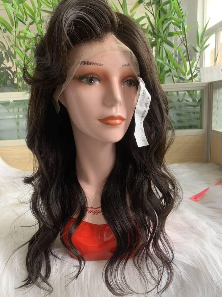 18 inch Lace Front Wig 100%  human hair #2  wavy  130% normal density - QUEENBY
