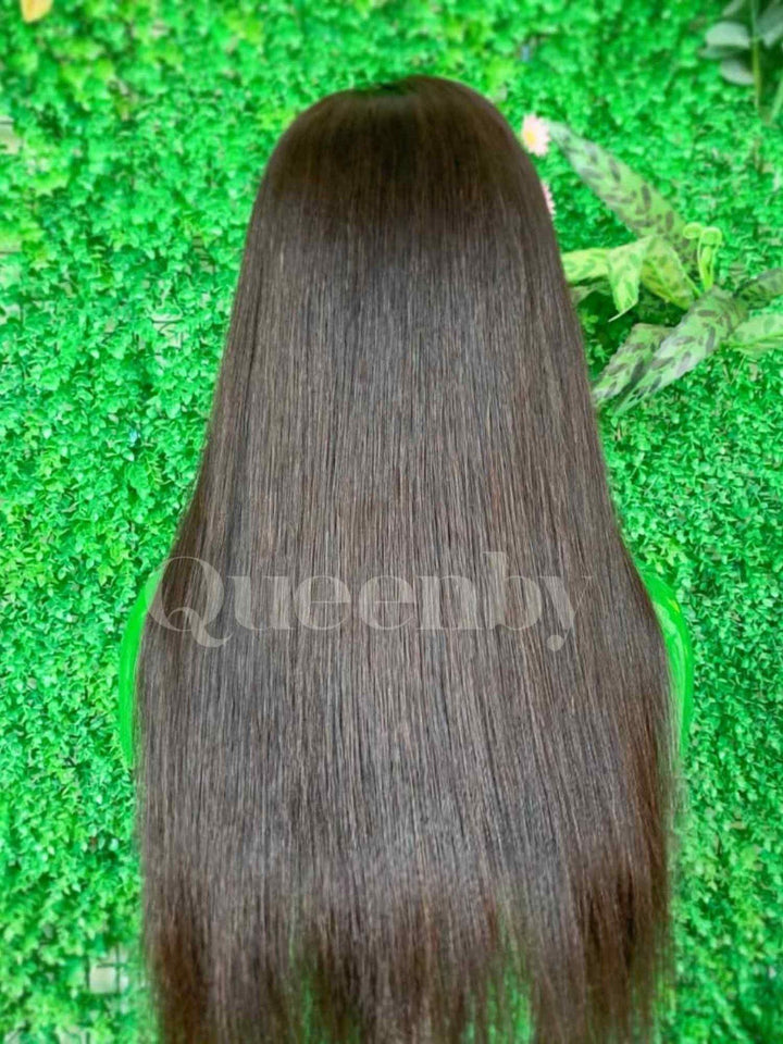 20 inch Lace Front Wig 100%  human hair #2  Straight  180% normal density - QUEENBY