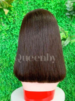 14 inch Lace Front Wig 100%  human hair #2  straight  180% normal density - QUEENBY