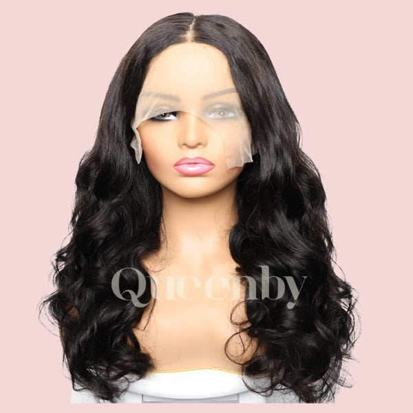 22 inch Lace Front Wig 100%  human hair #1b  Wavy  180% density
