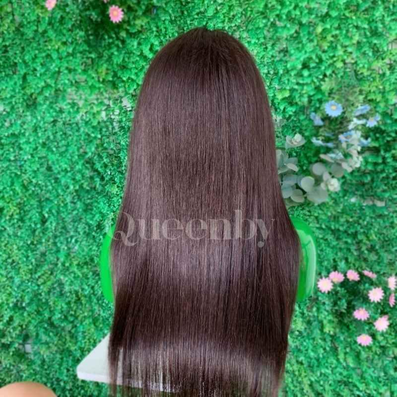 20 inch Lace Front Wig 100%  human hair #2  Straight  150% density - QUEENBY