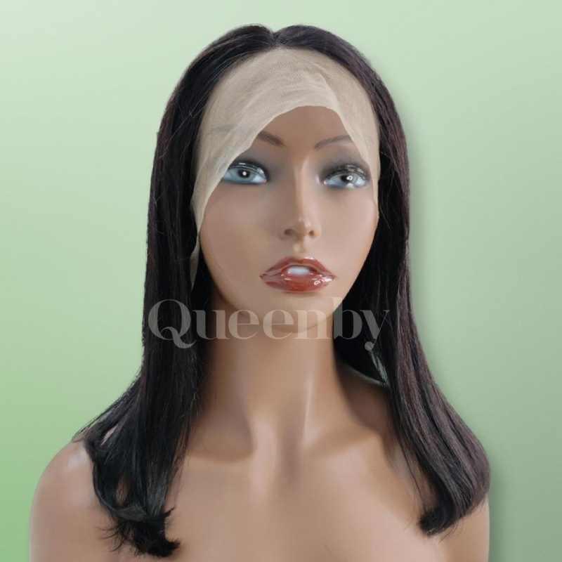 14 inch Lace Front Wig 100%  human hair #1b  180% high density - QUEENBY