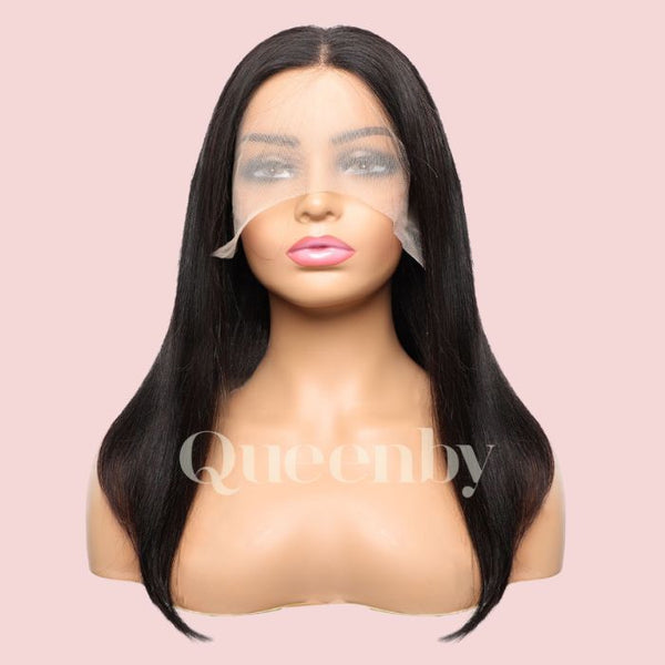 14 inch Lace Front Wig 100%  human hair #1b  180% density