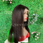 18 inch Lace Front Wig 100%  human hair #1b  straight  150% normal density - QUEENBY