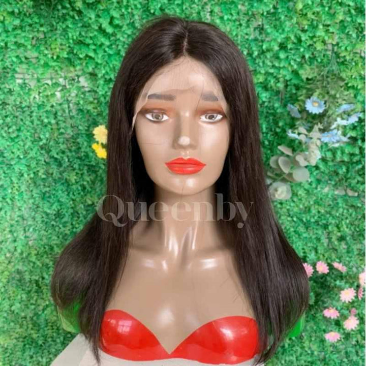 14 inch Lace Front Wig 100%  human hair #1b  150% normal density - QUEENBY