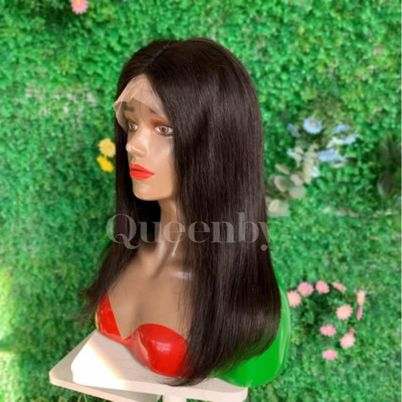 14 inch Lace Front Wig 100%  human hair #1b  150% normal density - QUEENBY