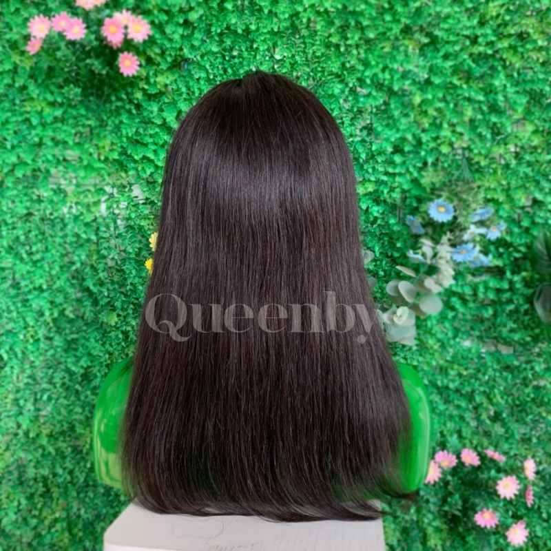 14 inch Lace Front Wig 100%  human hair #1b  150% normal density - QUEENBY