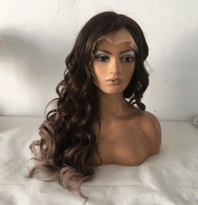 26 inch Lace Front Wig 100%  human hair wavy 180% normal density - QUEENBY