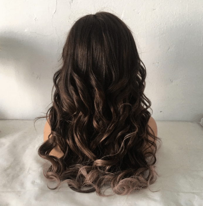 26 inch Lace Front Wig 100%  human hair wavy 180% normal density - QUEENBY