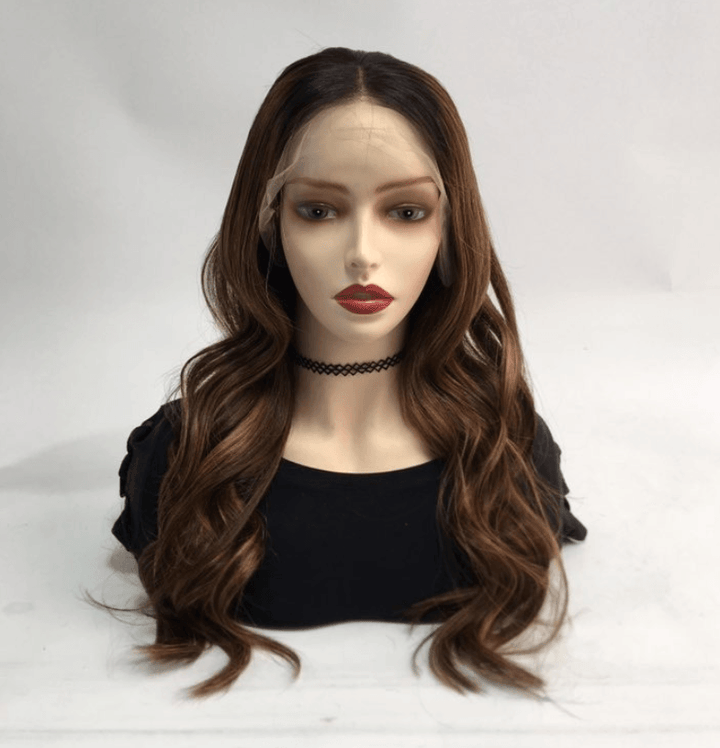 24 inch virgin human hair wig wavy - QUEENBY